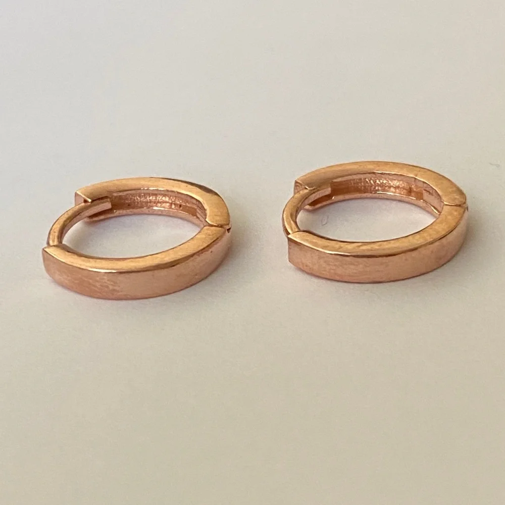Unisex earrings 2mm 925 silver round hoop hoops 14k rose gold plated